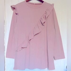 *3 for $20* SHEIN Ruffled blouse, long sleeve, dusty pink, sz 2XL.